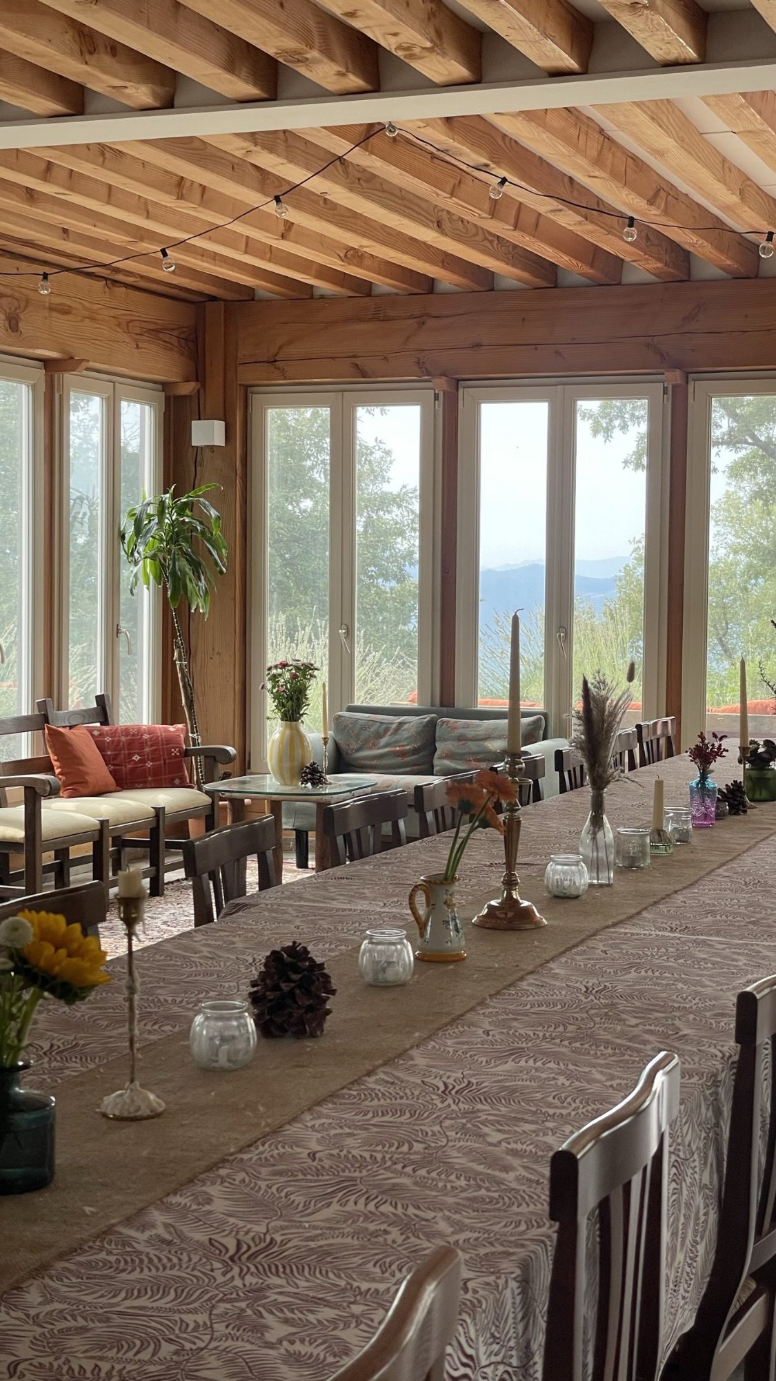 A candle-lit dinner table